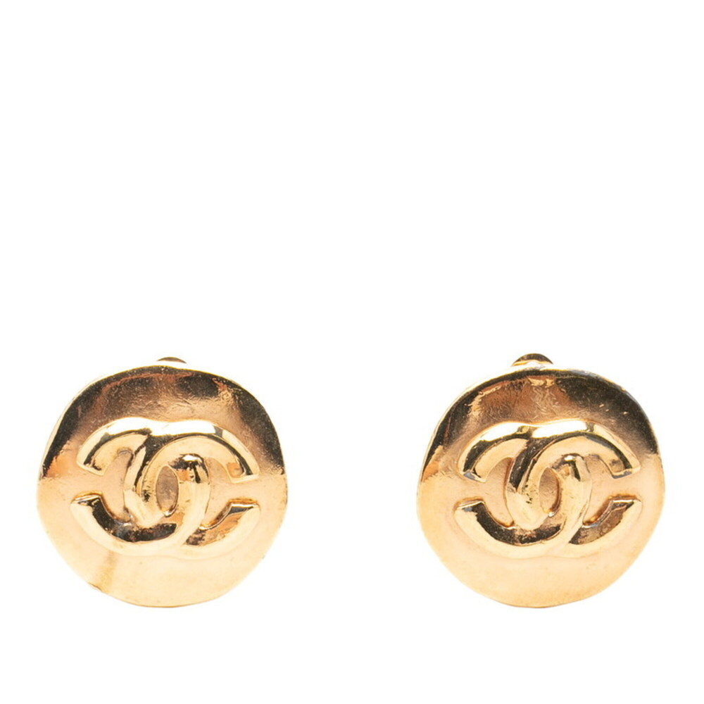 CHANEL Vintage Gold Logo Earrings
